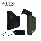 日本SOTO L型填充式掌中點火器皮套組 (限定色) 軍綠色 ST-486AGCSS