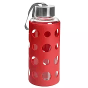 《IBILI》Lake矽膠套玻璃水壺(紅400ml) | 水壺 冷水瓶 隨行杯 環保杯