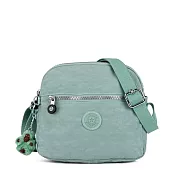 KIPLING 尼龍拉鍊三層包 粉綠