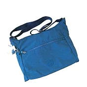 KIPLING 前拉鍊輕巧尼龍肩斜背包-湖水藍