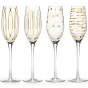 《CreativeTops》紋飾香檳杯4入(金黃207ml) | 調酒杯 雞尾酒杯