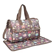 LeSportsac 印花尼龍媽媽包含包尿布墊  咖啡底動物園