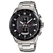 CASIO EDIFICE系列 終極元素太陽能電波運動錶(鋼帶-銀黑)