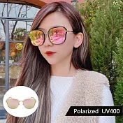韓流偏光太陽眼鏡 時尚明星款墨鏡 抗UV400 防眩光 3123 粉框粉水銀