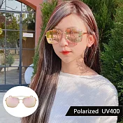 韓流偏光太陽眼鏡 獨特雙梁飛行員時尚墨鏡 抗UV400 防眩光 3127 粉框粉水銀