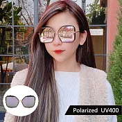 韓流偏光太陽眼鏡 明星款經典方框墨鏡 抗UV400 防眩光 3169 黑框紫水銀