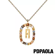 PD PAOLA 西班牙輕奢時尚品牌 I AM系列 圓圈字母彩鑽項鍊-鍍18K 金- (H)