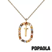 PD PAOLA 西班牙輕奢時尚品牌 I AM系列 圓圈字母彩鑽項鍊-鍍18K 金-(T)