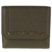 MICHAEL KORS 荔枝紋三折短夾-軍綠