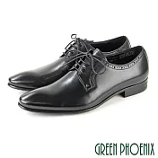 【GREEN PHOENIX】男 紳士皮鞋 商務皮鞋 牛津鞋 漸層 渲染 雕花 全真皮 EU39 黑色