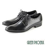 【GREEN PHOENIX】男 紳士皮鞋 商務皮鞋 牛津鞋 漸層 渲染 雕花 全真皮 EU41 黑色