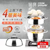 【CookPower 鍋寶】 304不鏽鋼四層蒸籠鍋30CM IH/電磁爐適用