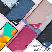 Xmart for 三星 Samsung Galaxy M32 完美拼色磁扣皮套 藍