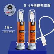 加利王WUW Micro USB 2.4A試管傳輸充電線(X126)1M-2入組