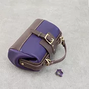 Be Two 手工皮件 ∣ 圓筒口金包 【紫色拼接深咖牛皮】
