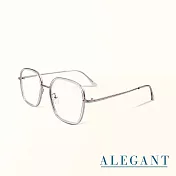 【ALEGANT】潮流經典輕盈透光銀金屬方框UV400濾藍光眼鏡