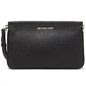MICHAEL KORS 素面皮革三層斜揹包-黑