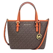 MICHAEL KORS 滿版LOGO皮革托特包-咖桔