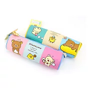 日本拉拉熊圓筒型筆袋 Rilakkuna 收納包 鬆弛熊 懶懶熊 藍格