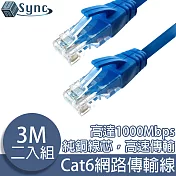 UniSync Cat6超高速乙太網路傳輸線 3M/2入