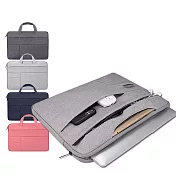 14.1吋 極簡格調 雙拉鍊防潑水 隱藏手提隔層內膽包 輕便平板筆電內袋 防震包 沉穩深灰