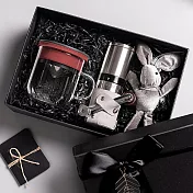 【PO:Selected】丹麥手沖咖啡禮盒組(手動不鏽鋼咖啡磨2.0/咖啡玻璃杯350ml-黑紅)