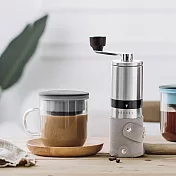 【PO:Selected】丹麥手沖咖啡二件組(手動不鏽鋼咖啡磨2.0/咖啡玻璃杯350ml-黑灰)
