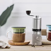 【PO:Selected】丹麥手沖咖啡二件組(手動不鏽鋼咖啡磨2.0/咖啡玻璃杯350ml-黑綠)