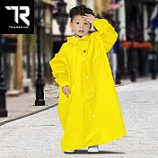 【TDN】小揹兒童揹包雨衣超防水輕量學生書包連身雨衣(拉鍊前開雨衣附收納袋雨帽ED4258) 皮卡黃 XS號