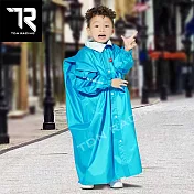 【TDN】小揹兒童背包雨衣超防水輕量學生書包連身雨衣(拉鍊前開雨衣附收納袋雨帽ED4258) 多拉藍 XS號