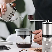 【PO:Selected】丹麥手沖咖啡三件組(咖啡壺-灰/玻璃杯350ml-黑灰/咖啡磨2.0)