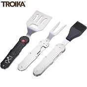 德國TROIKA可伸縮五合一不鏽鋼燒烤肉BBQ工具組BBQ05-ST(磁性固定;多功能:鏟子叉子刷子小刀開罐器)餐具