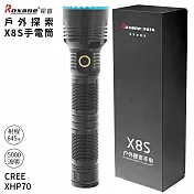 視睿Roxane美國CREE高亮+大泛光+遠射XHP 70.3防水LED強光手電筒X8S-P70(USB-C充電;5000流明/射程645米;IPX-7防水;6檔調光)