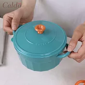 【Caldo卡朵生活】直紋雙耳不鏽鋼泡麵碗 800ML 孔雀綠