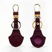 【OMC】AirTag 牛皮皮革半開孔保護套/鑰匙圈(共8色)- 酒紅