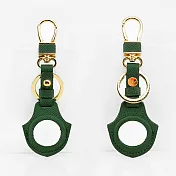 【OMC】AirTag 牛皮皮革全開孔保護套/鑰匙圈(共8色)- 綠色