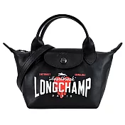 LONGCHAMP X EU王者聯名LE PLIAGE CUIR系列小羊皮短把兩用包(迷你) 黑