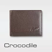 【Crocodile】鱷魚皮件 真皮皮夾 13卡 左翻固定子夾 2窗格 雙層鈔票 拉鍊 男夾 短夾-0103-3358 咖啡色