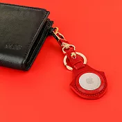 【OMC】AirTag 義大利植鞣革保護套/鑰匙圈(紅色)- 全開孔