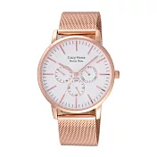 Roven Dino羅梵迪諾 城市光廊三眼時尚男錶-玫瑰金X白