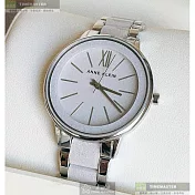 ANNE KLEIN安妮克萊恩精品錶,編號：AN00061,34mm圓形銀白色精鋼錶殼白銀色錶盤精鋼銀白色錶帶