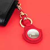 【OMC】AirTag 歐洲植鞣革保護套/鑰匙圈(紅色)- 全開孔