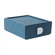 E.City_可疊加菱紋桌上型抽屜收納盒 深藍