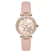 MICHAEL KORS 時尚晶鑽皮革腕錶-粉