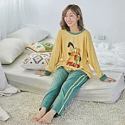 【Wonderland】布魯狗狗純棉居家休閒衣褲組(2色) XL 黃色