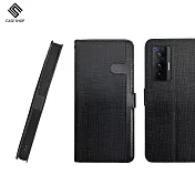 CASE SHOP vivo X70 前收納側掀皮套- 黑