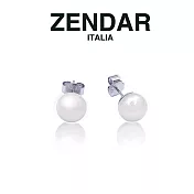 【zendar】頂級淡水珍珠鈕扣耳針 8~8.5mm (z7020) 白色
