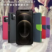 MyStyle for iPhone 13 Pro Max 6.7 期待雙搭支架側翻皮套 藍