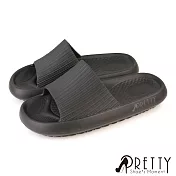 【Pretty】男女 拖鞋 室內拖鞋 浴室拖鞋 胖胖拖鞋 一體成型 防水 彈力 厚底 JP22 黑色