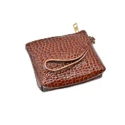 【FARESIO】鱷魚紋迷你短款零錢包(F-M03) 古銅色